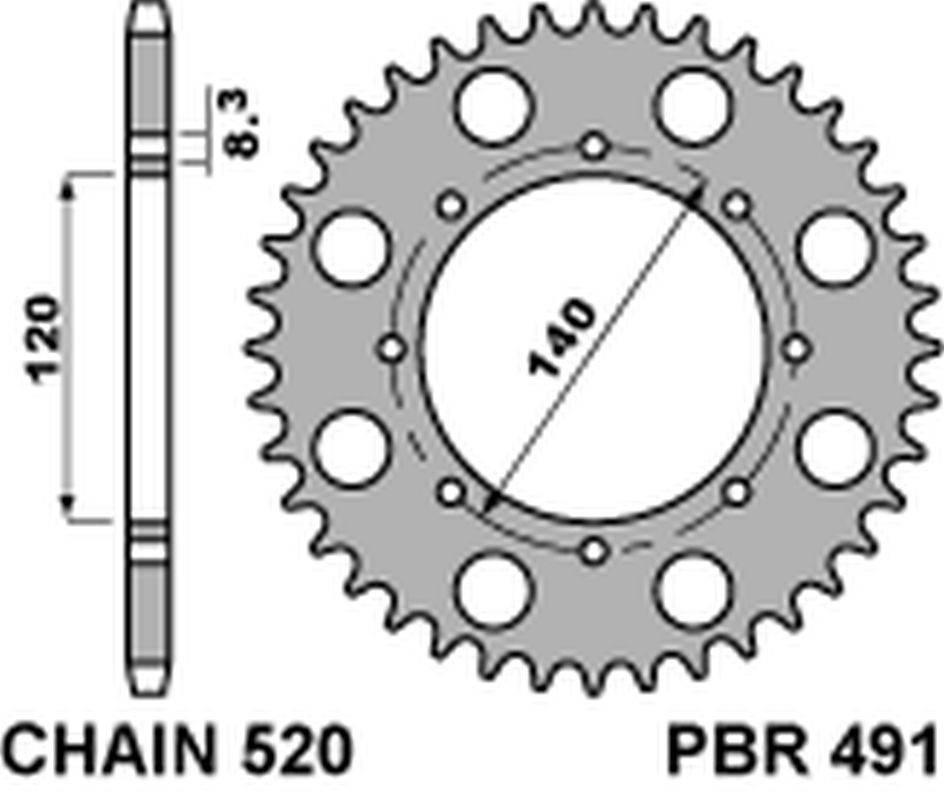 Pbr Zębatka Tylna 491 41 C45 Kawasaki Kle 500 '97-'07, Klr 650 '87-'17, W 8