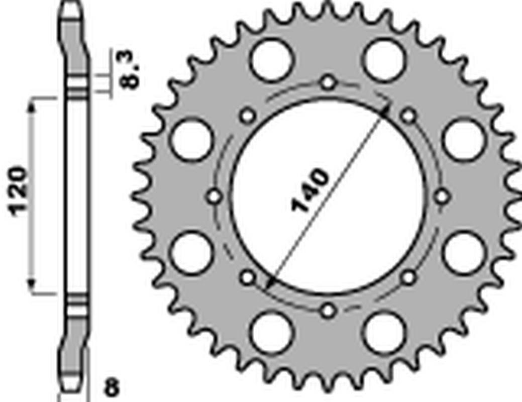 Pbr Zębatka Tylna 506 44 C45 Kawasaki Klr 600 '84-'90 Jtr477.44 Łańc. 520 S