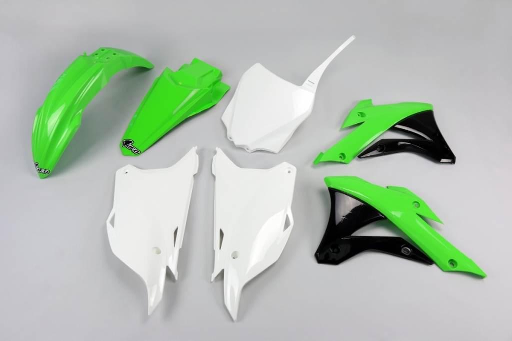 Ufo Komplet Plastików Kawasaki Kx 85 '14-'21 Kolor Oem '16-'19 Zielony/Biał
