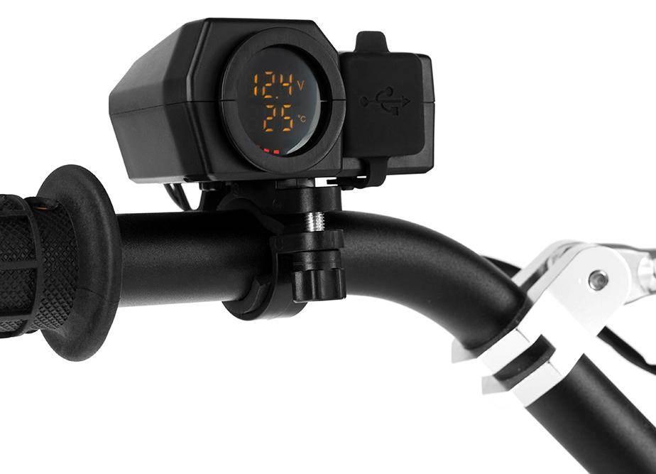 Biketec Motocyklowe Podwójne Gniazdo Usb Quick Charge 3.0 Z Woltomierzem I