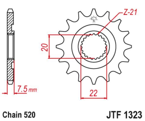 Jt Zębatka Przednia 2120 13 Honda Cr 125R '04-'07, Crf 250R/X '04-'17 Łańc