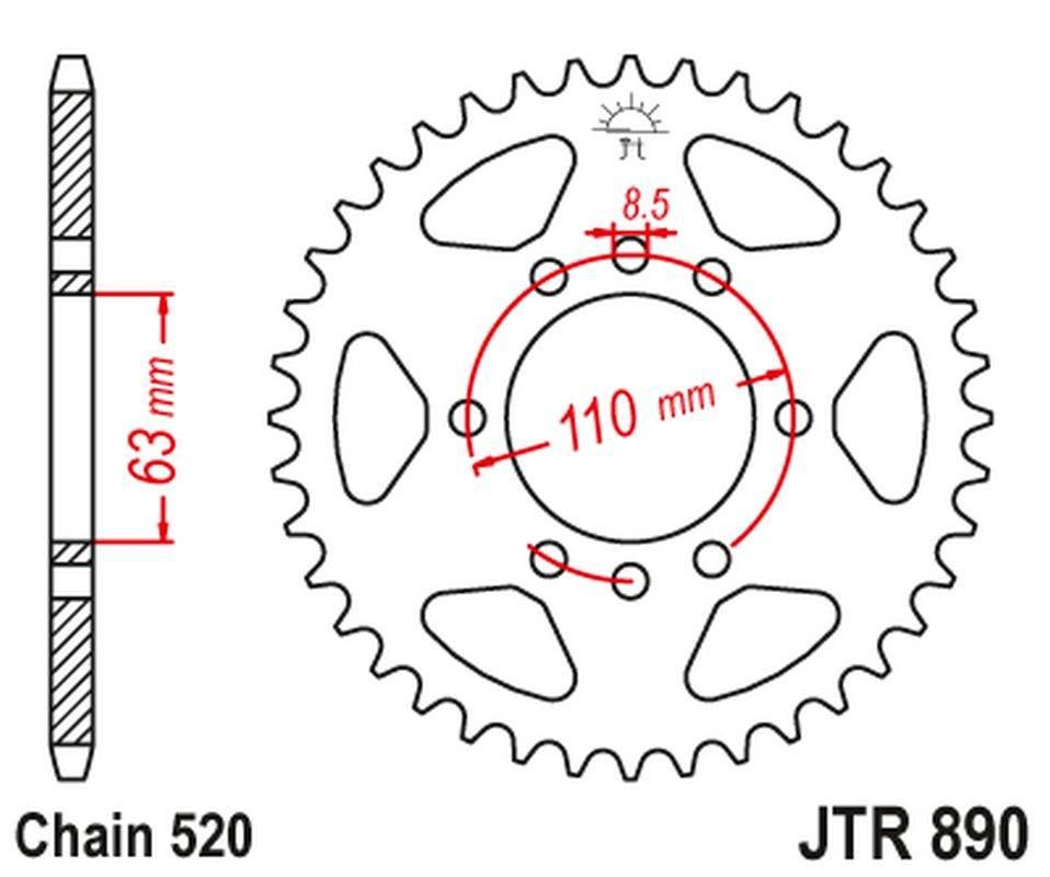 Jt Zębatka Tylna 4675 44 Ktm 125/200 Duke '14-'22, 390 Duke/Rc '13-'23 Jtr8