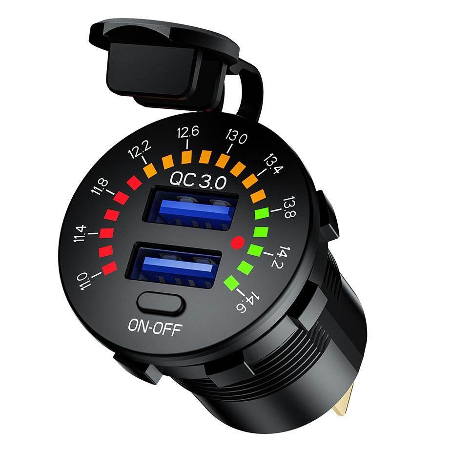 Biketec Motocyklowe Podwójne Gniazdo Usb Qc 3.0 - 36 W Quick Charge Z Wolto