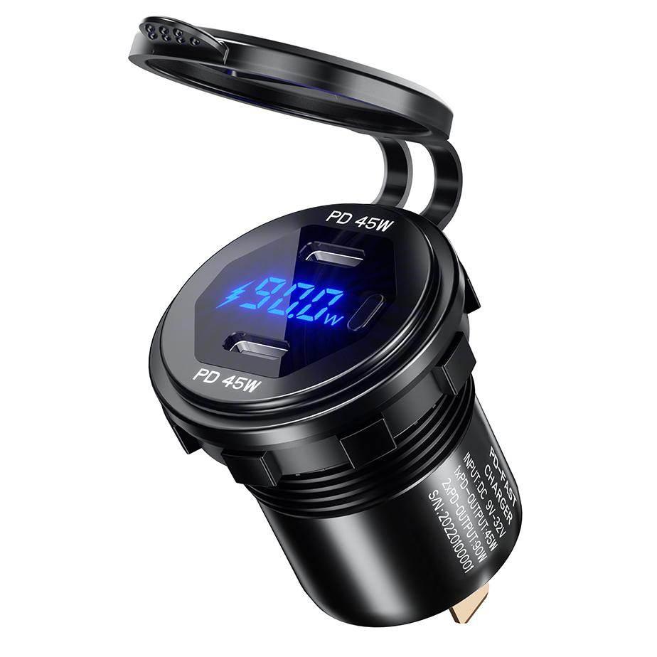 Biketec Motocyklowe Podwójne Gniazdo Usb Typ-C Pd - 90 W Power Delivery Mon