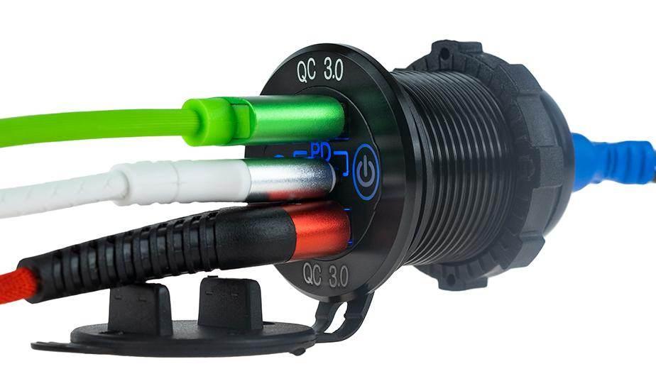 Biketec Motocyklowe Potrójne Gniazdo Usb Qc 3.0 X 2 I Pd X 1 - 54 W Power D - zdjęcie 2