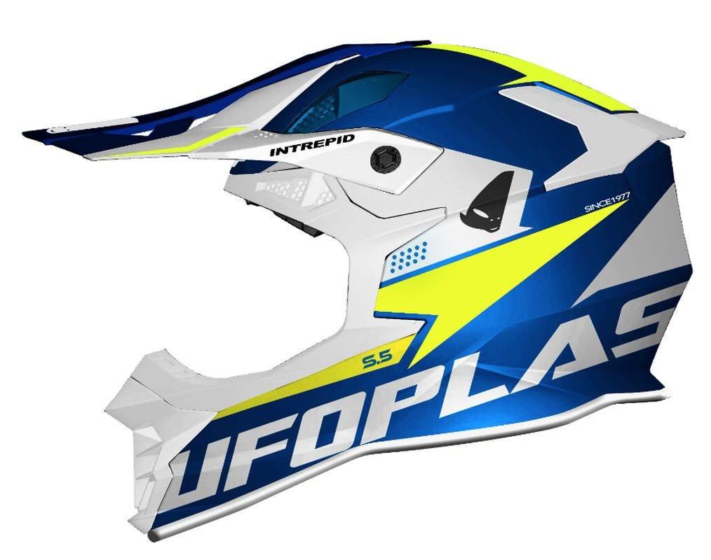 Ufo Kask Intrepid Cross Kolor Niebieski/Biały/Żółty Fluo Rozmiar S Ece 22R0