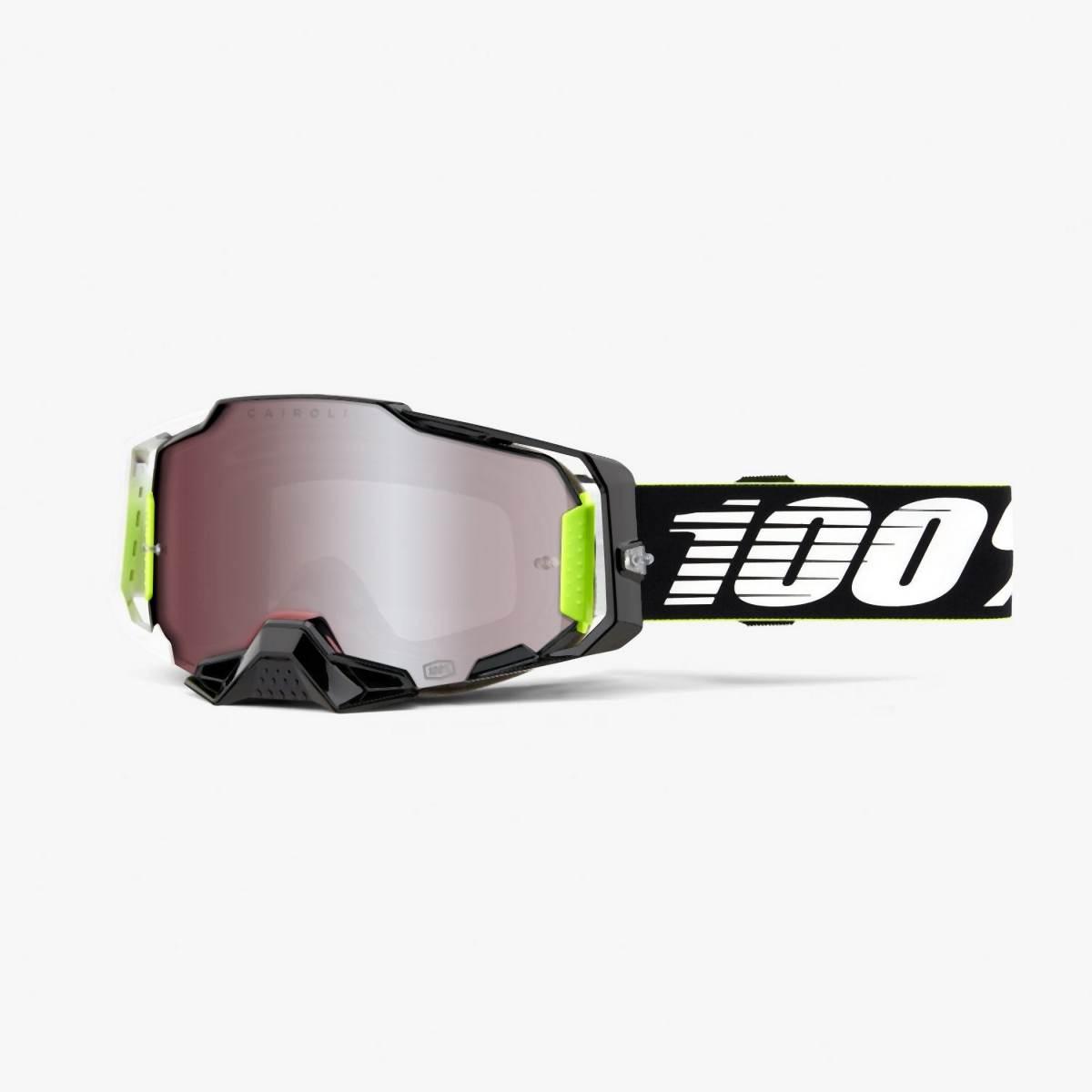 100 Procent Gogle Armega Racr - Hiper Silver Mirror Lens - Kolor Czarny/Bia