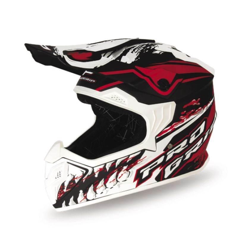 Progrip Kask Cross Dziecięcy Pg3009 Jurassic Junior/Kid Kolor Biały/Czerwon
