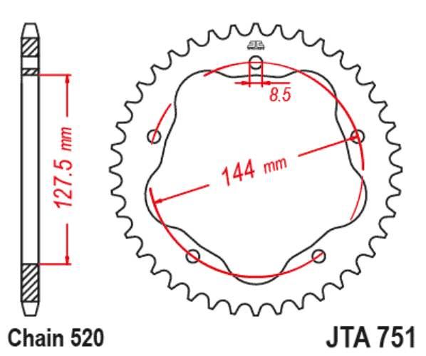 Jt Zębatka Tylna 4320M 43 Aluminiowa Ergal Ducati Monster 800 S2R '05-'07 - zdjęcie 2