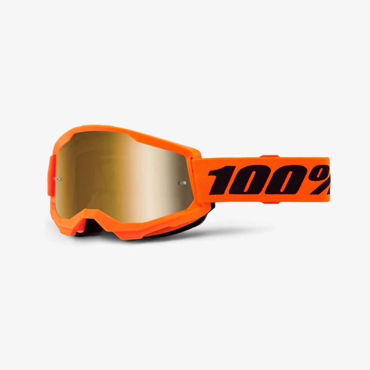 100 Procent Gogle Strata 2 Neon Orange - Mirror Gold Lens - Kolor Pomarańcz