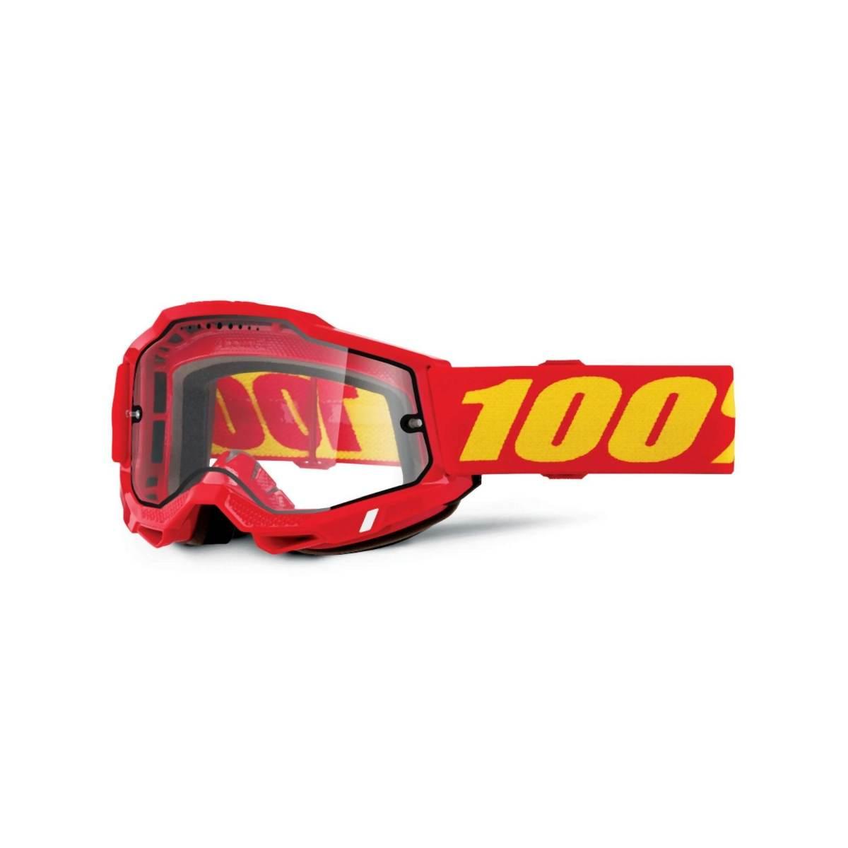 100 Procent Gogle Accuri 2 Moto Red - Dual Clear Pane - Kolor Czerwony/Żółt