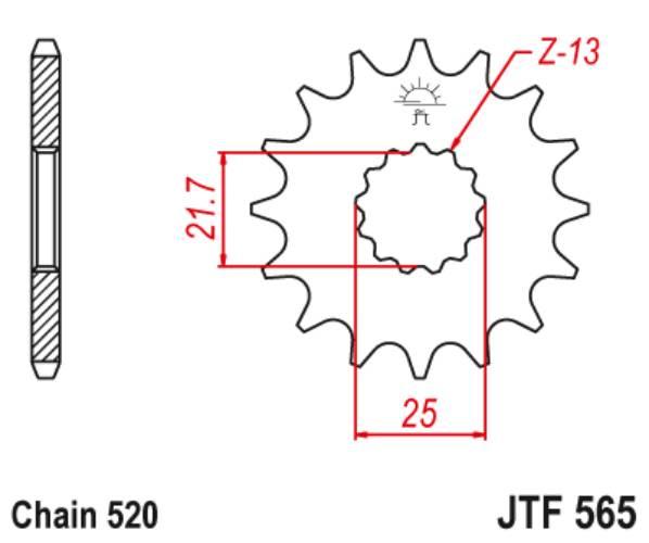 Jt Zębatka Przednia Z Gumą 565 14 Yamaha Yzf/Wrf 400/426/450, Cf Moto 400 '