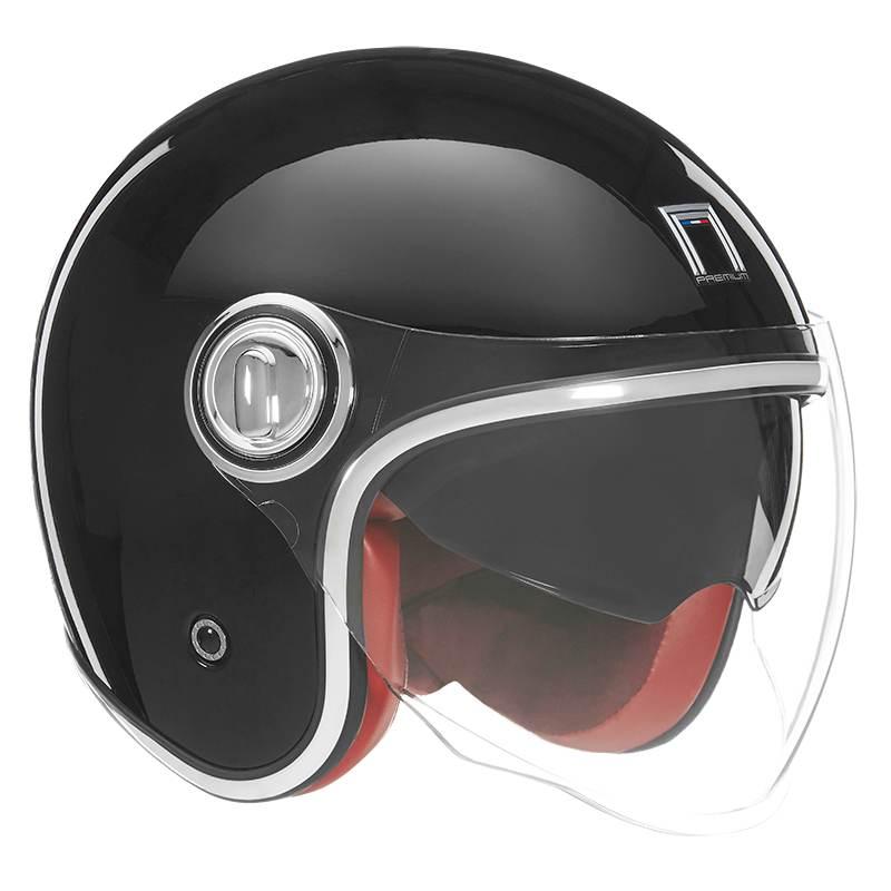 Nox Premium Kask Otwarty Jet Heritage Solid Kolor Czarny Połysk Rozmiar L