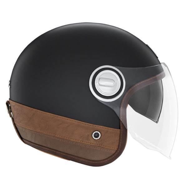Nox Premium Kask Otwarty Jet Heritage Leather Kolor Czarny/Brązowy Rozmiar