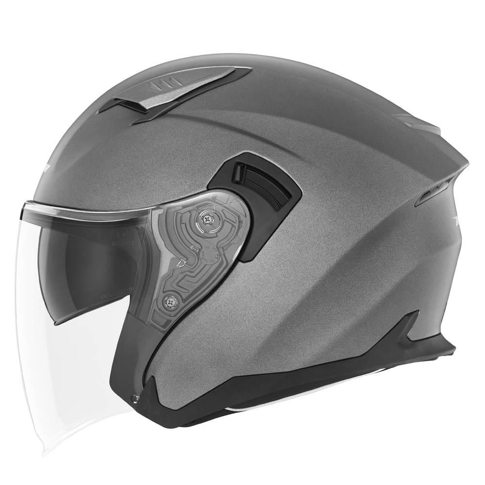 Nox Kask Otwarty Jet Z Blendą N130 Solid Kolor Tytanowy Mat Rozmiar L
