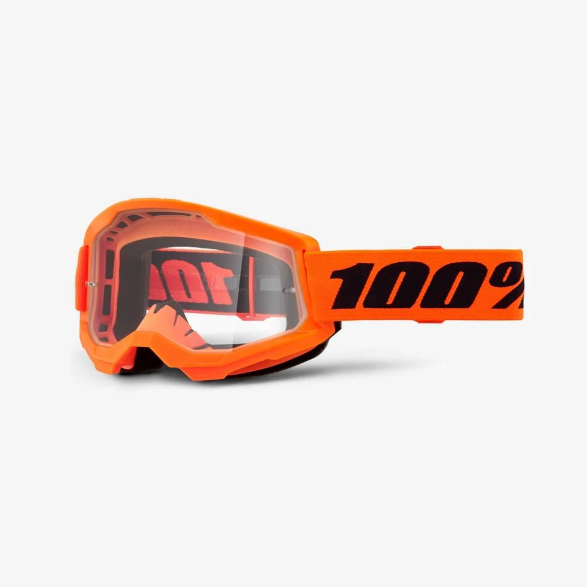 100 Procent Gogle Strata 2 Neon Orange - Clear Lens - Kolor Pomarańczowy Fl