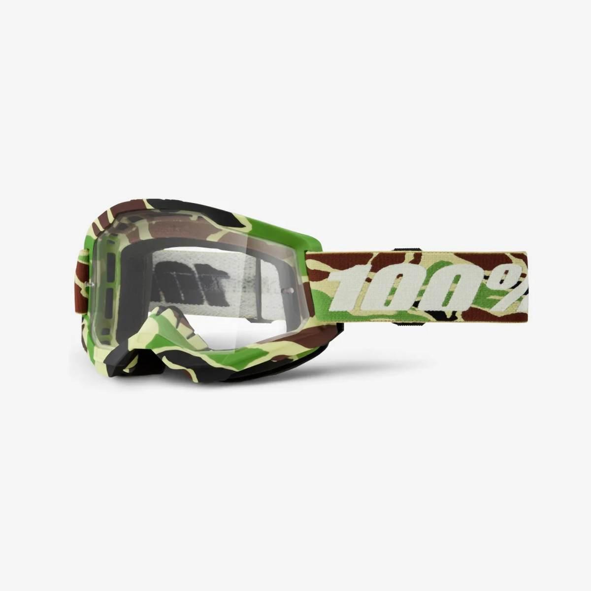 100 Procent Gogle Strata 2 War Camo - Clear Lens - Kolor Zielony/Brązowy Ca