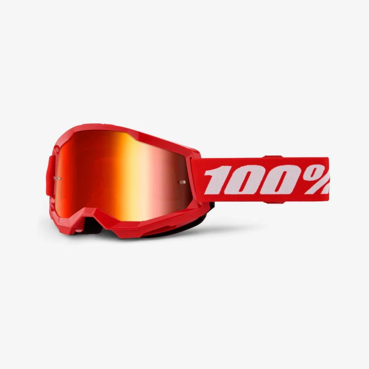100 Procent Gogle Strata 2 Red - Mirror Red Lens - Kolor Czerwony/Biały Szy