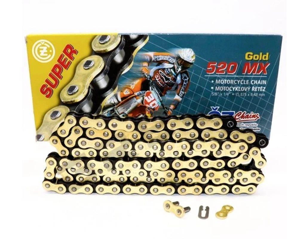 Cz Łańcuch Napędowy 520 Mx 102 Ogniw Złoty Motocross Do 450 Ccm 35,8 Kn + Z