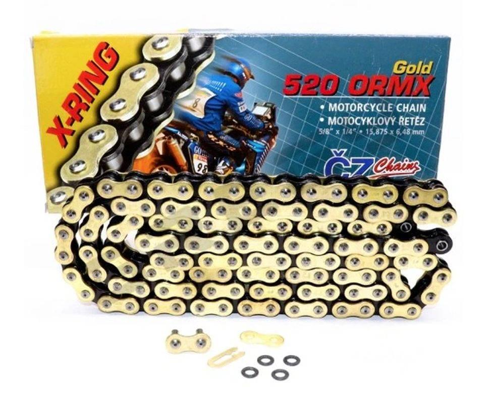 Cz Łańcuch Napędowy 520 Ormx 108 Ogniw Active Ring X-Ring Złoty Do 600 Ccm
