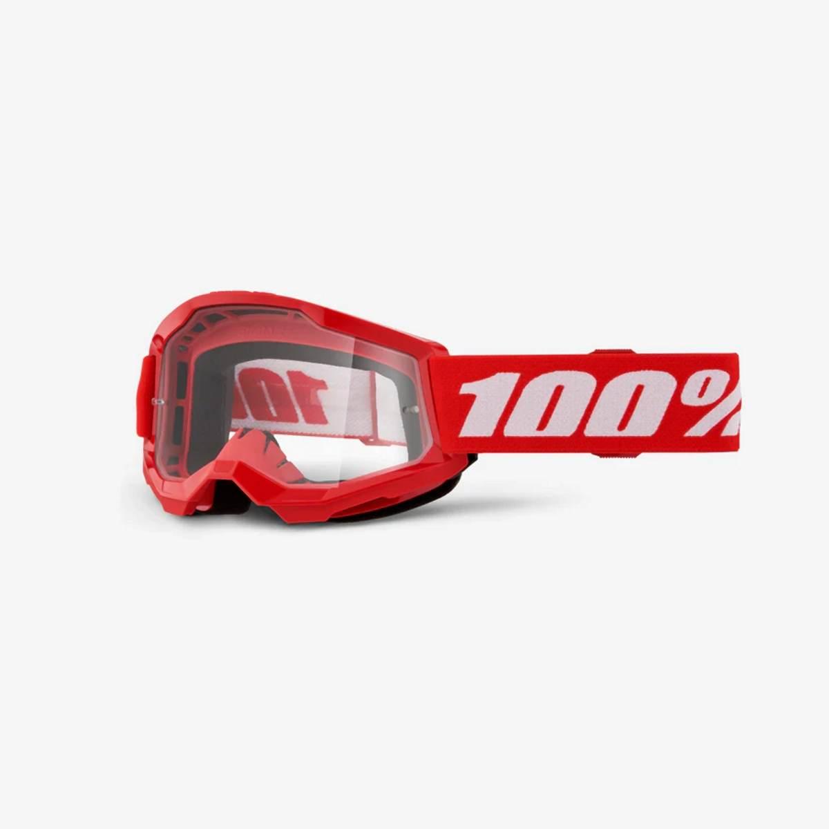 100 Procent Gogle Strata 2 Youth Junior Red - Clear Lens - Kolor Czerwony/B