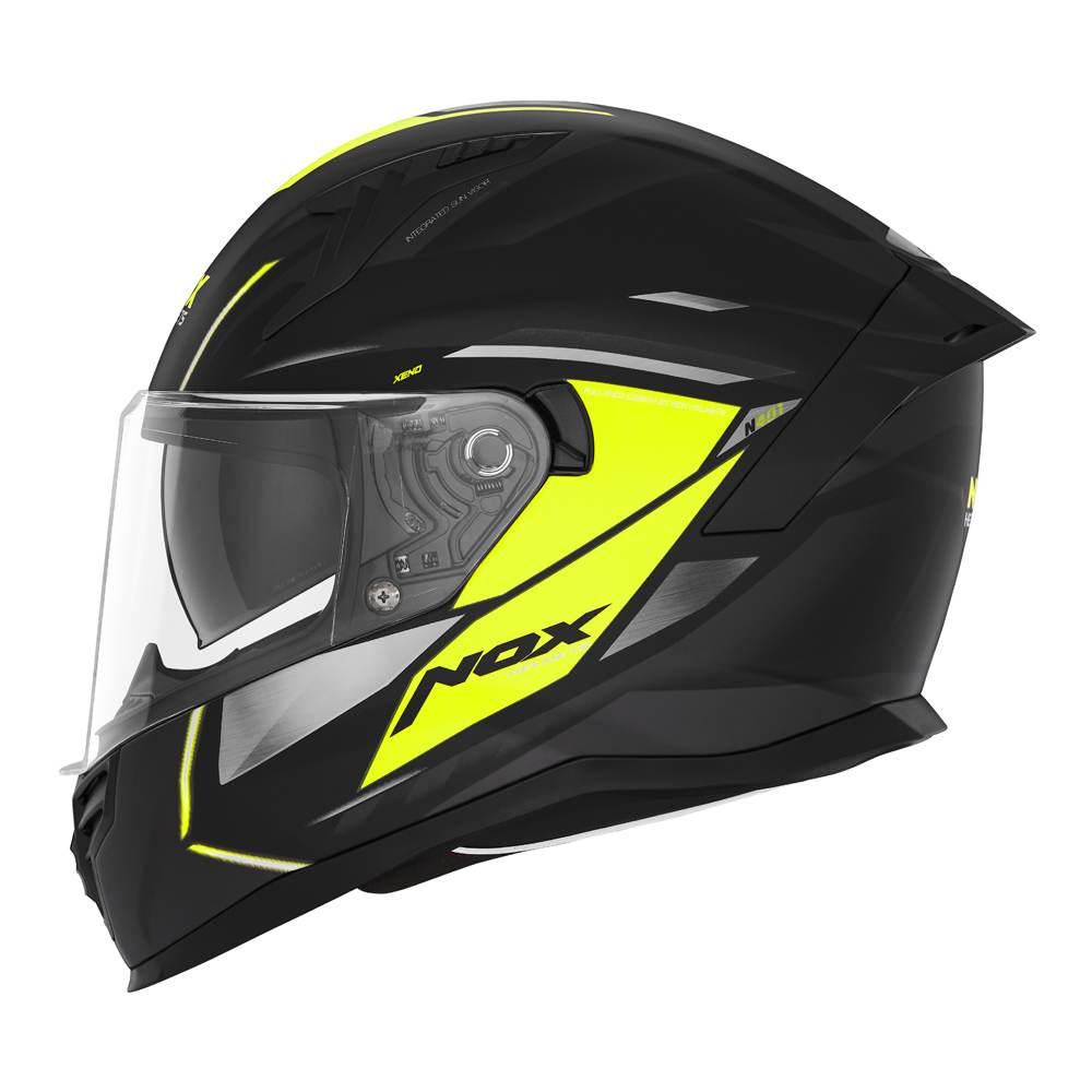 Nox Kask Integralny Full Face Z Blendą N401 Xeno Kolor Czarny/Żółty Fluo Ma
