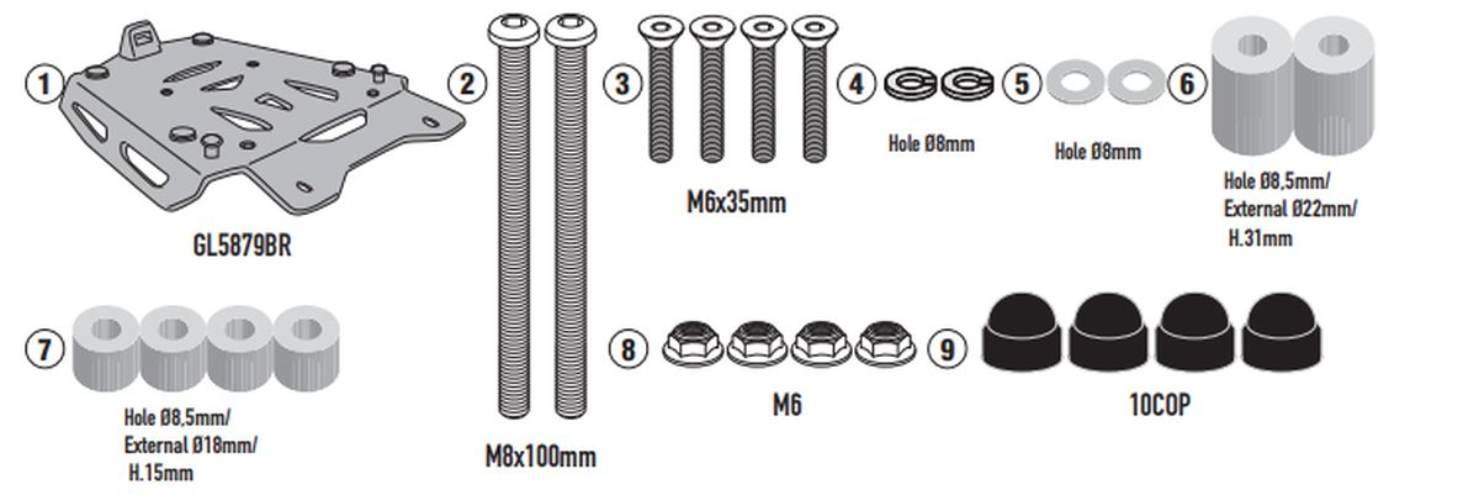 Kappa Stelaż Kufra Centralnego Anodowane Aluminium Voge Valico 900 Dsx '24-