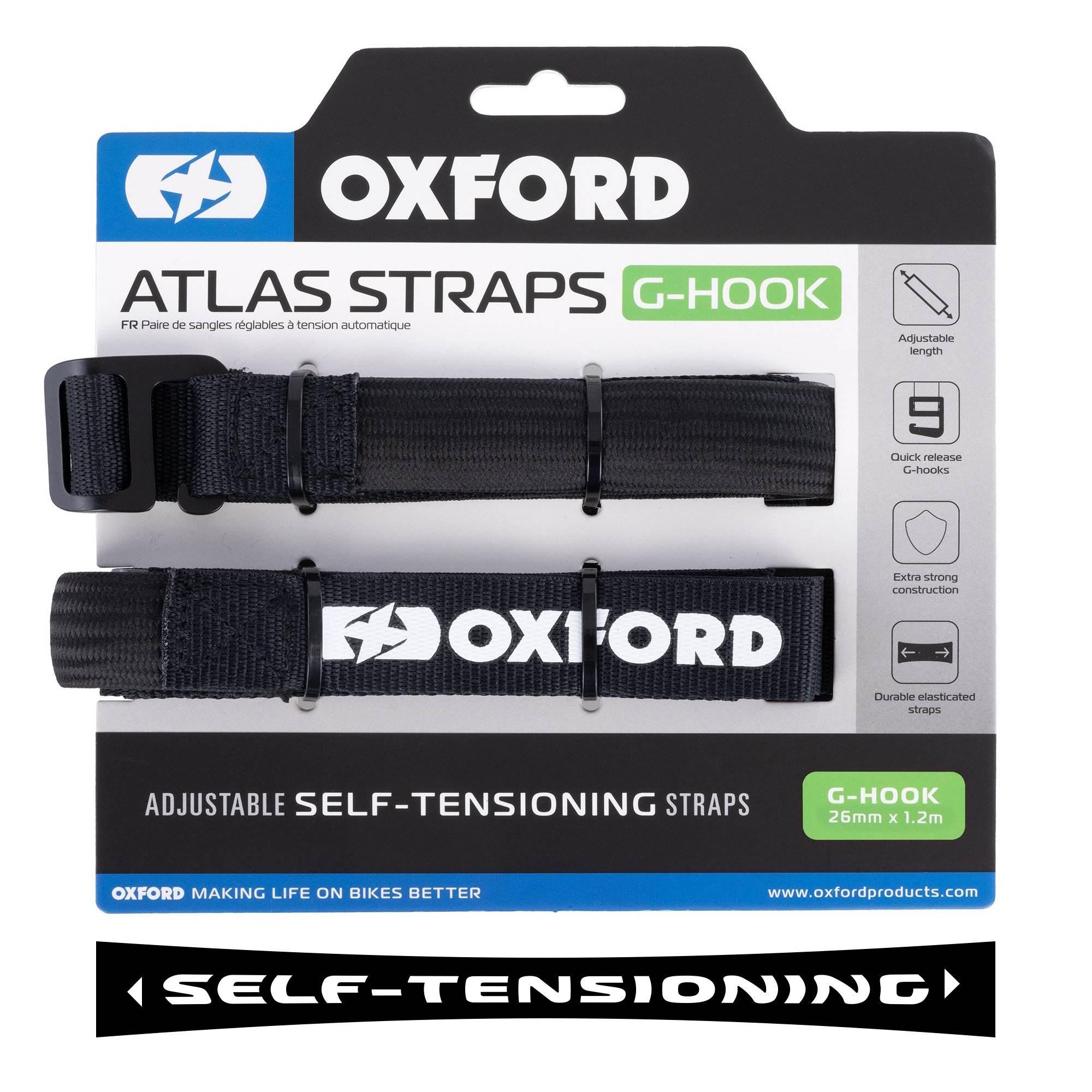 Oxford Pasy Transportowe Atlas G-Hook 26Mm X 1,2 M Kolor Czarny