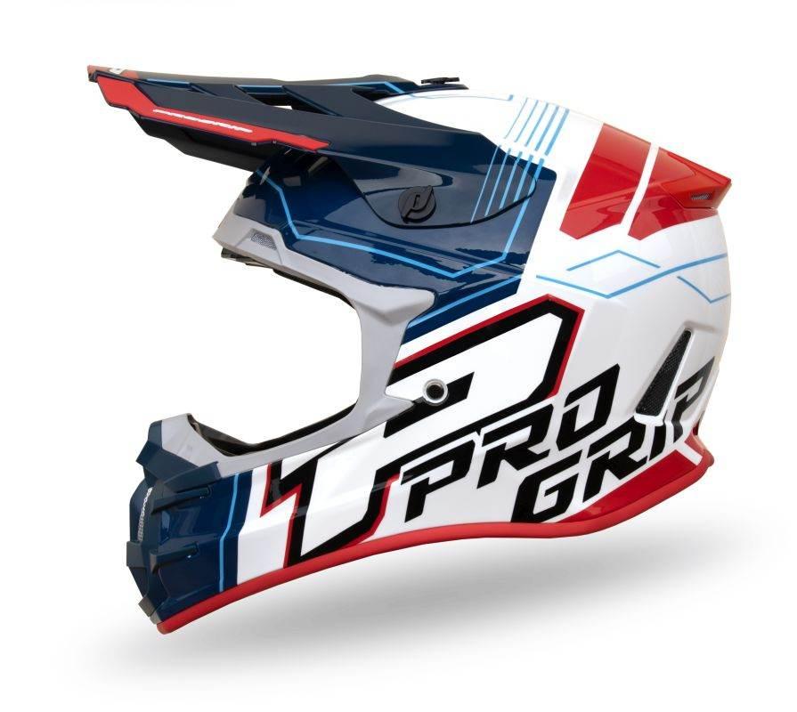 Progrip Kask Cross Pg3080 Adventure Kolor Niebieski Biały Czerwony Rozm. L