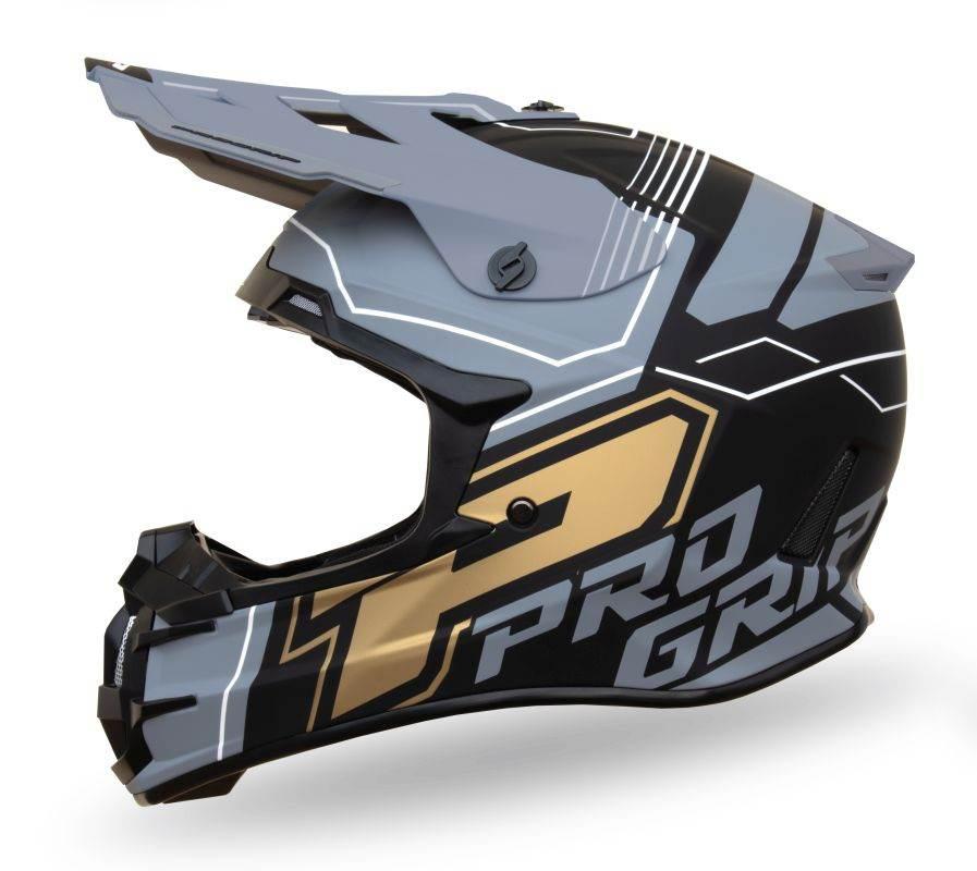 Progrip Kask Cross Pg3080 Adventure Kolor Czarny Szary Złoty Mat Rozm. L 30