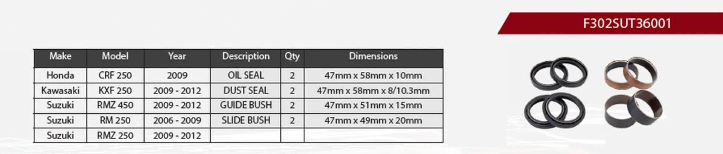 Showa Zestaw Naprawczy Amortyzatora Przedniego Honda Crf 250 '09, Kawasaki