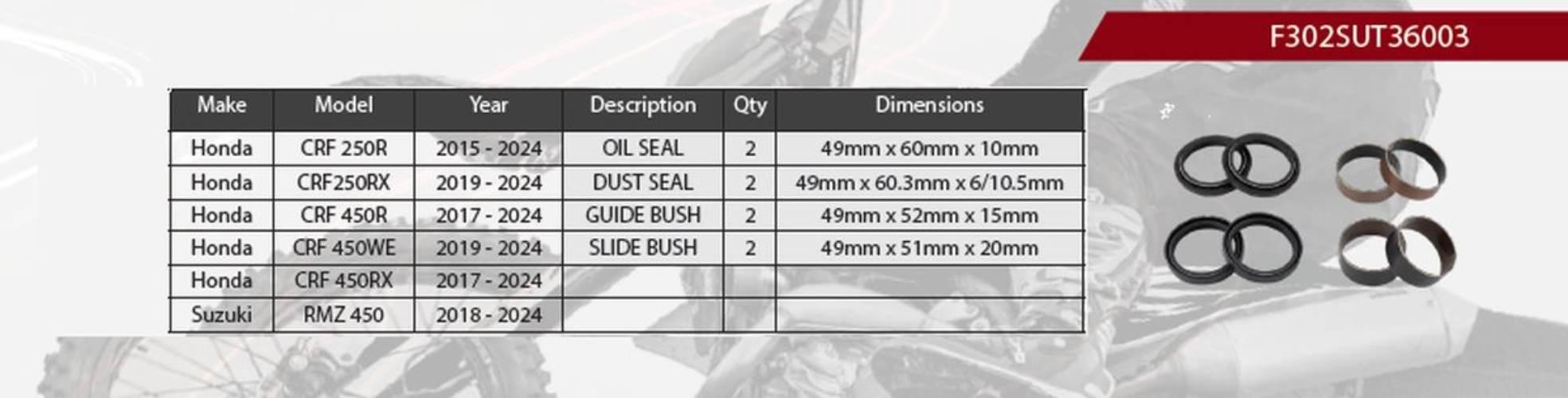 Showa Zestaw Naprawczy Amortyzatora Przedniego Honda Crf 250 R '15-'24, Crf