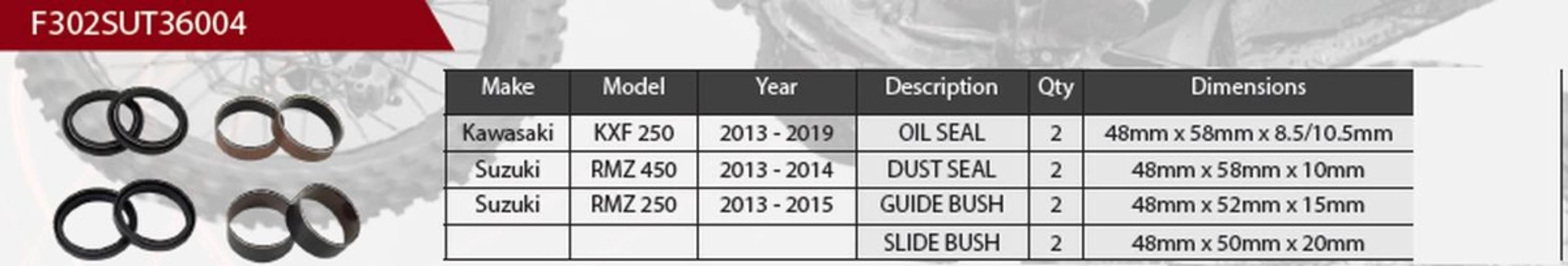 Showa Zestaw Naprawczy Amortyzatora Przedniego Kawasaki Kxf 250 '13-'19, Su