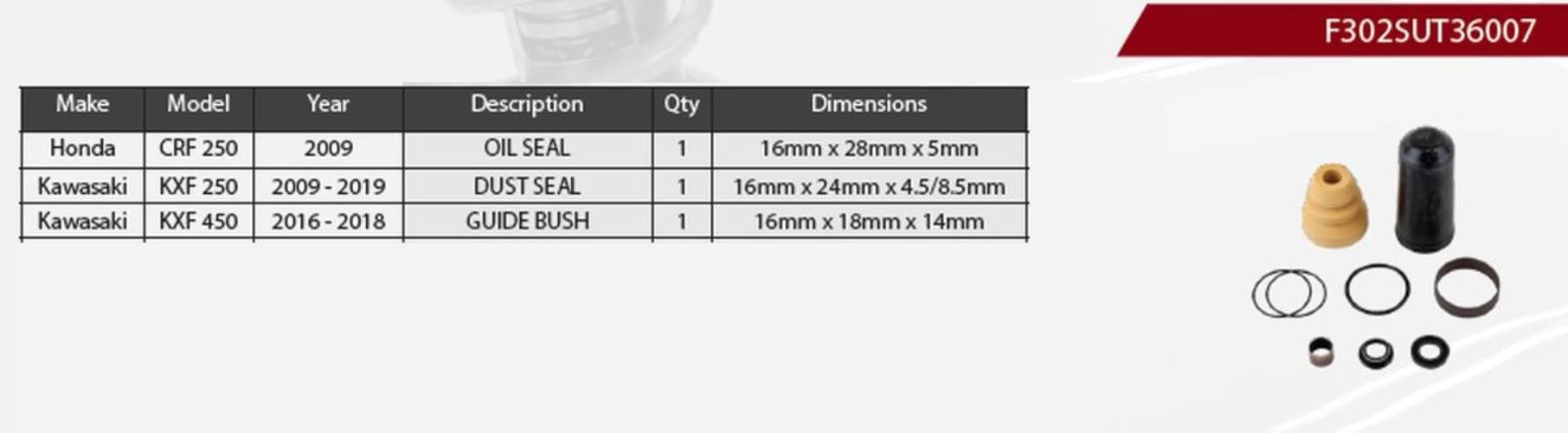Showa Zestaw Naprawczy Amortyzatora Tylnego Honda Crf 250 '09, Kawasaki Kxf
