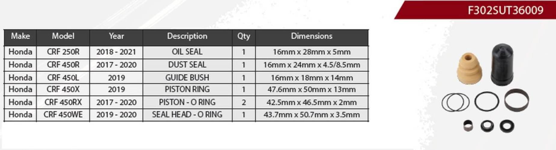 Showa Zestaw Naprawczy Amortyzatora Tylnego Honda Crf 250 R '18-'21, Crf 45