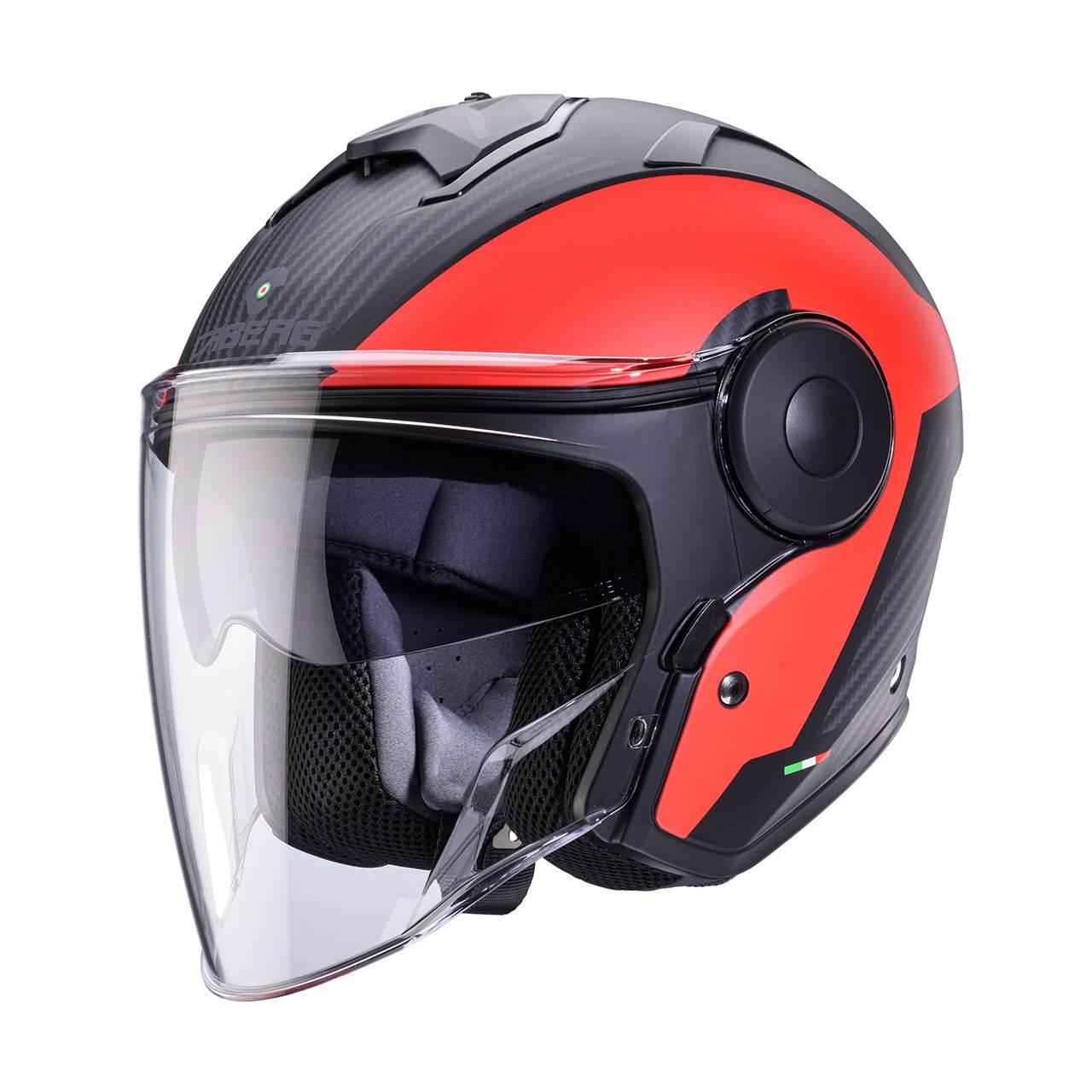 Caberg Kask Otwarty Jet Z Blendą Model Soho Milano Kolor Czerwony/Czarny Ma