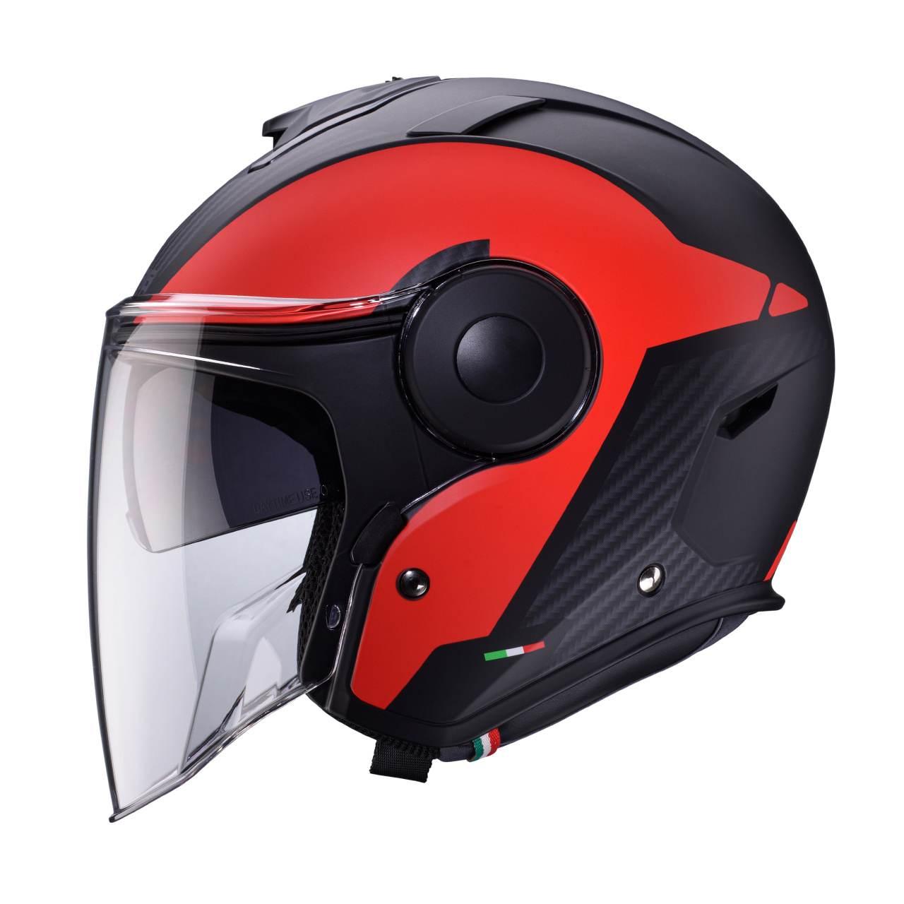 Caberg Kask Otwarty Jet Z Blendą Model Soho Milano Kolor Czerwony/Czarny Ma - zdjęcie 2
