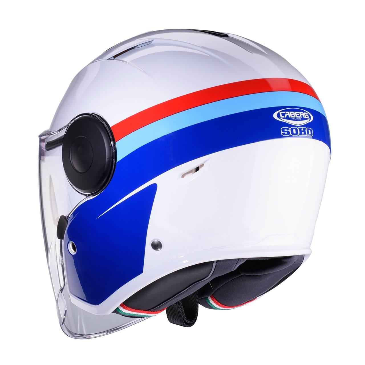 Caberg Kask Otwarty Jet Z Blendą Model Soho Zephyr Kolor Biały/Niebieski/Cz - zdjęcie 3