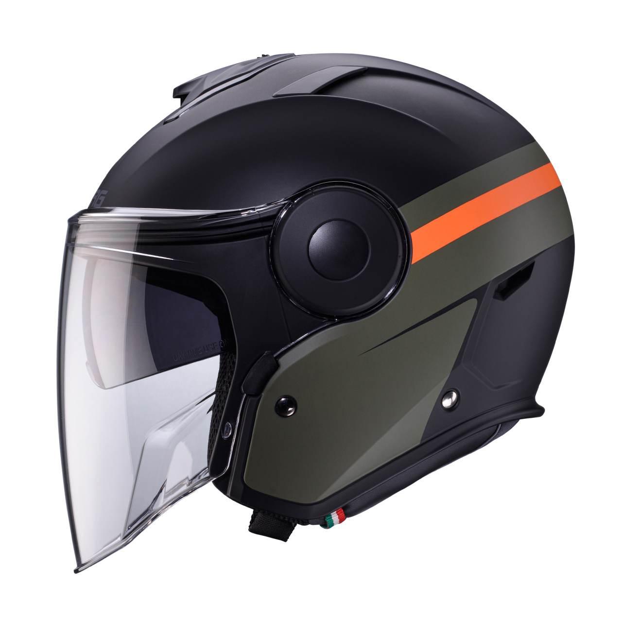 Caberg Kask Otwarty Jet Z Blendą Model Soho Zephyr Kolor Czarny/Zielony/Pom - zdjęcie 2