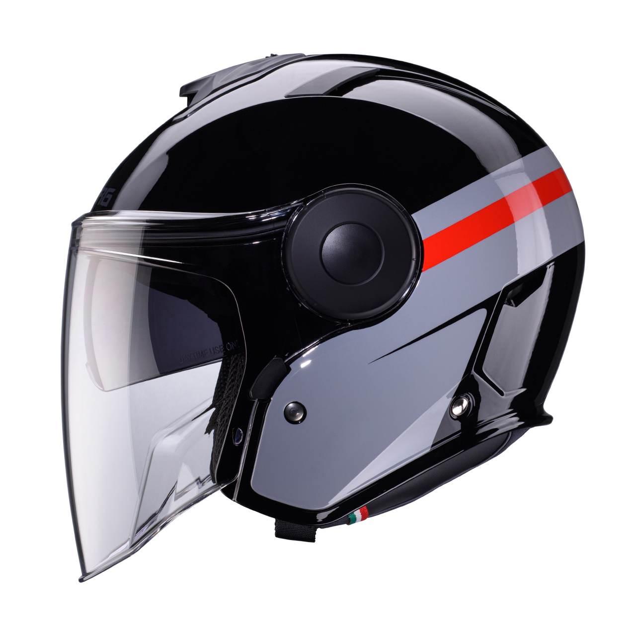 Caberg Kask Otwarty Jet Z Blendą Model Soho Zephyr Kolor Czarny/Szary/Czerw - zdjęcie 2