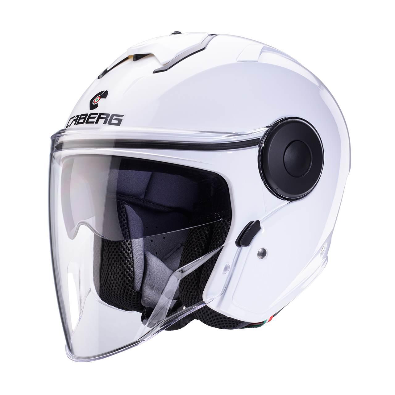 Caberg Kask Otwarty Jet Z Blendą Model Soho Solid Kolor Biały Połysk Rozmia