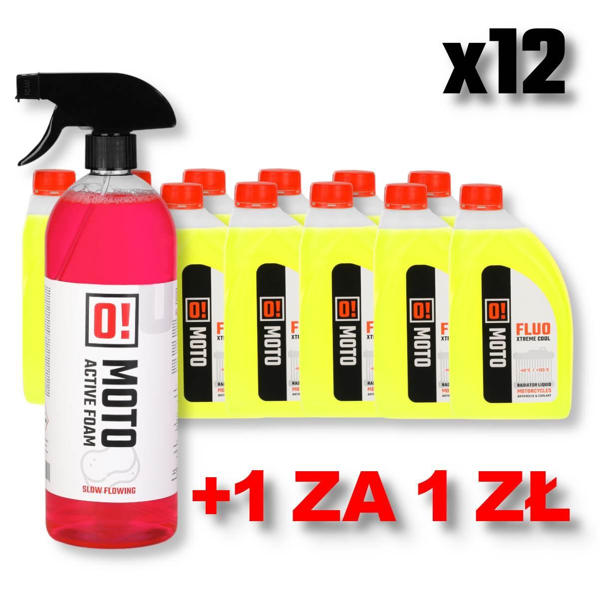 Omoto Zestaw 12 Sztuk Płyn Do Chłodnic 1L O! Fluo Xtreme Cool + Omoto Płyn