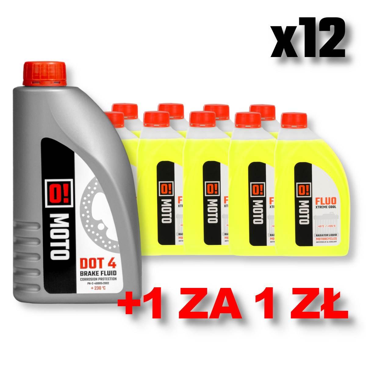 Omoto Zestaw 12 Sztuk Płyn Do Chłodnic 1L O! Fluo Xtreme Cool + Omoto Płyn