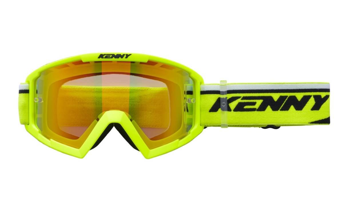 Kenny Racing Gogle Model Track+ Kid Junior Dziecięce Neon Yellow - Red Lens