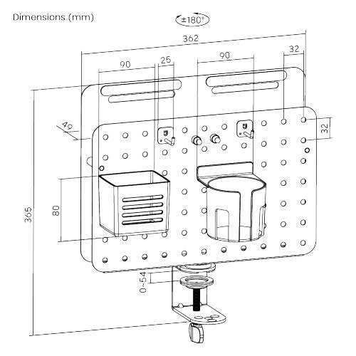 Biketec Montowana Na Biurko Obrotowa Tablica Z Pionowym Organizerem Stal Ma - zdjęcie 3