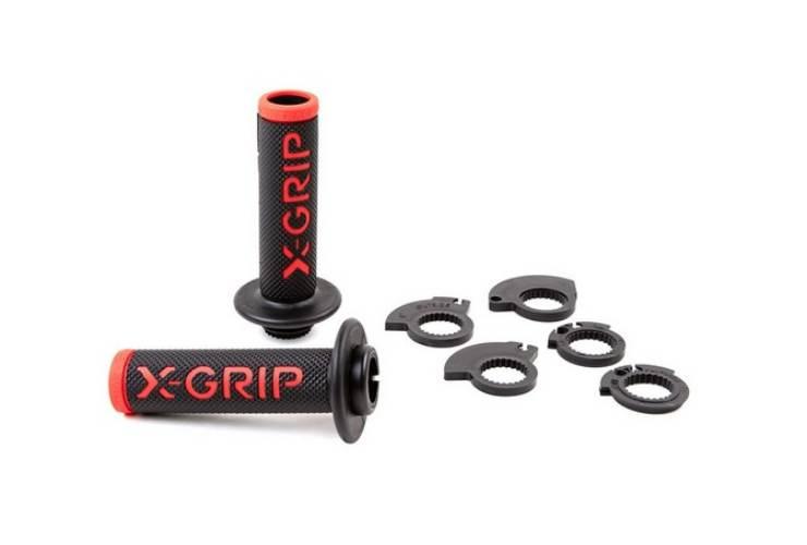 X-Grip Manetki Gripy Braaaap Grips Lock-On-Grip Z Adapterami Rolgazu Red Op