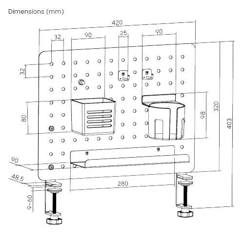 Biketec Stalowy Organizer Stały Na Zacisk Na Biurko Warsztatowe 420X154X486 - zdjęcie 2