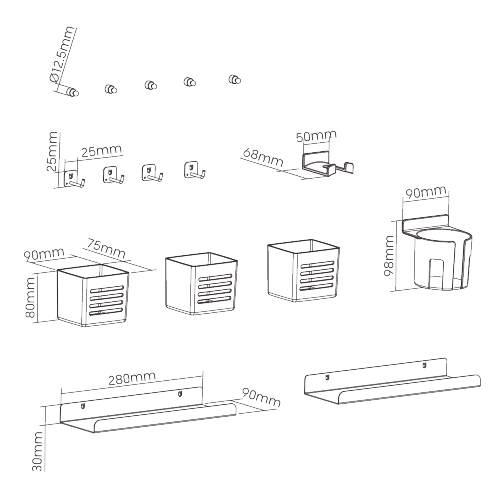 Biketec Zestaw Uchwytów Typ 1 Do Organizera Na Biurko Warsztatowe Kolor Cza - zdjęcie 2