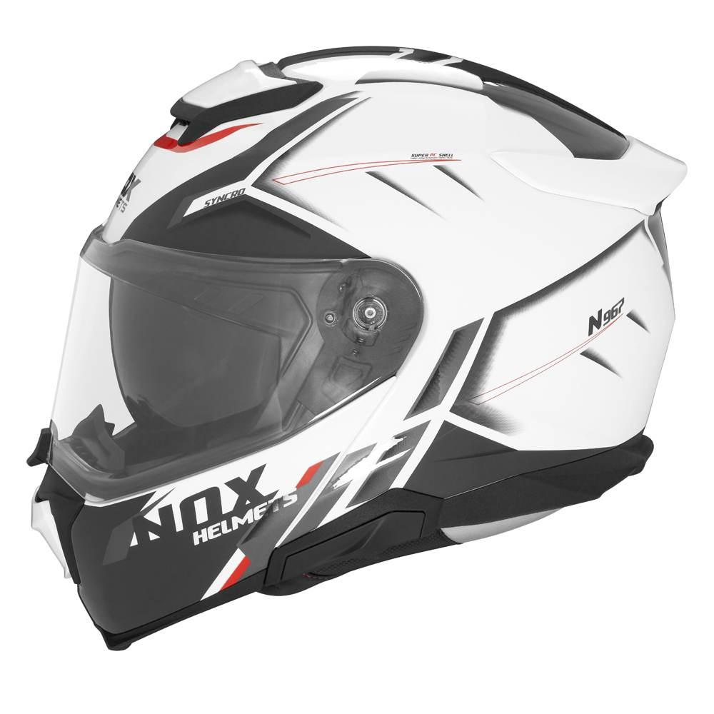 Nox Kask Szczękowy Flip-Up Z Blendą N967 Synchro Kolor Biały/Czerwony Rozmi - zdjęcie 2