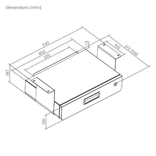 Biketec Szuflada Metalowa Z Zamkiem I Miejscem Dodtkowym Pod Blatem - zdjęcie 4